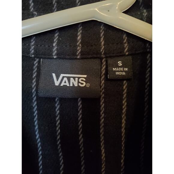 Vans Off The Wall Mens‎ Striped Shirt Sz S Button Long Sleeve Skater Black New - Picture 3 of 9